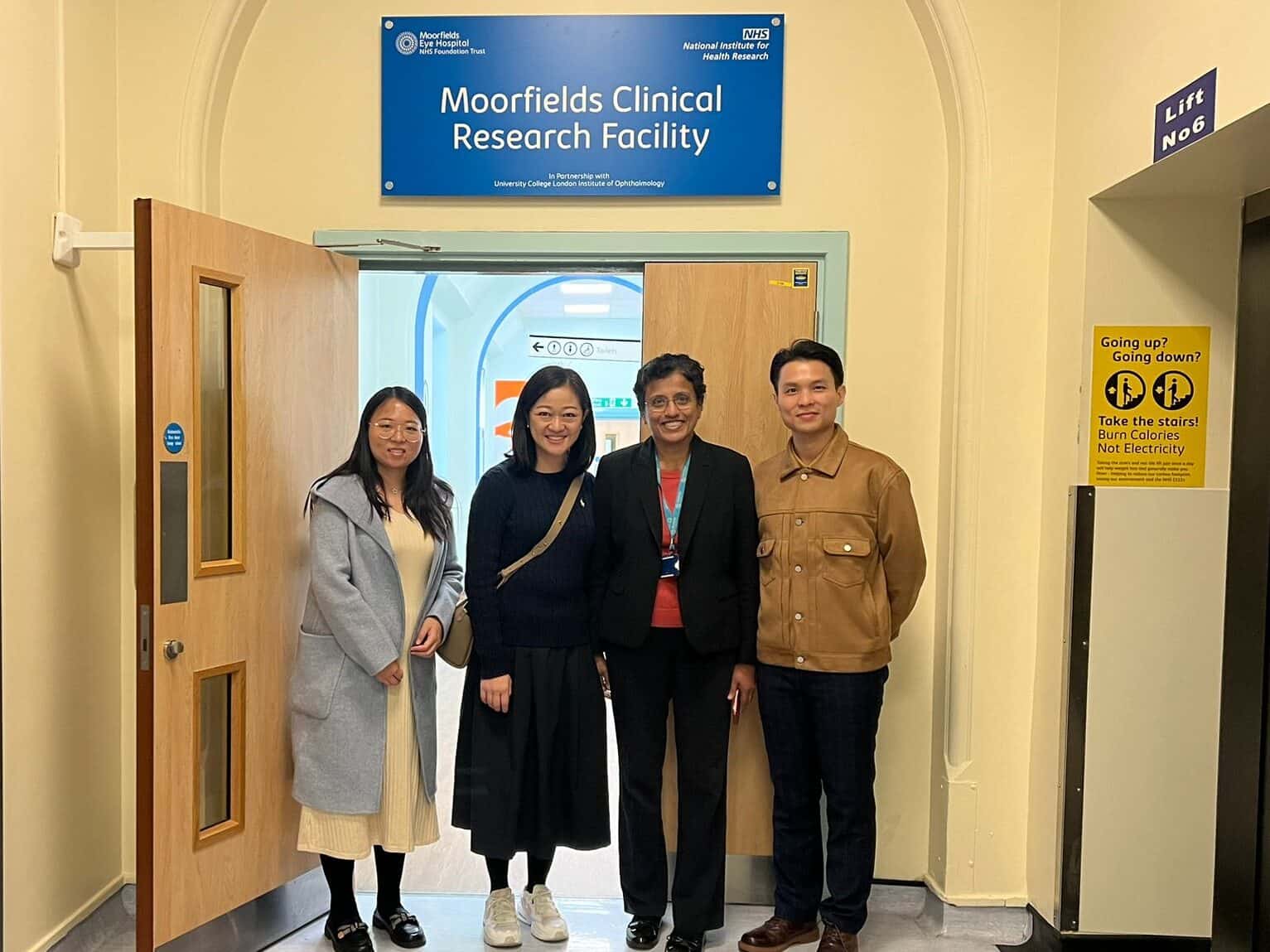 Image shows from left to right
Prof Carol Cheung, Dr Emma Anran Ran, Professor Sobha Sivaprasad and Dr Gabriel Dawei Yang