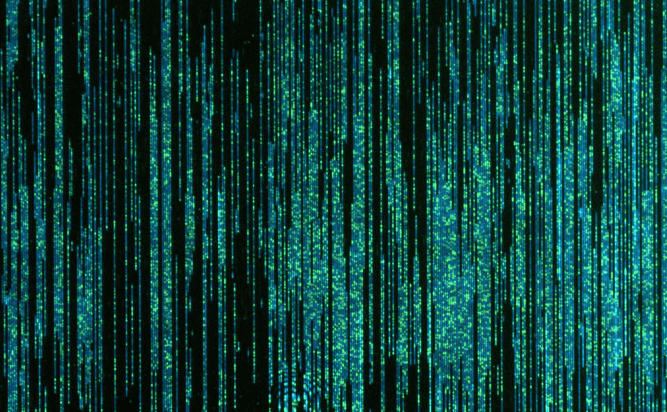 The image shows a matrix style computer generated array