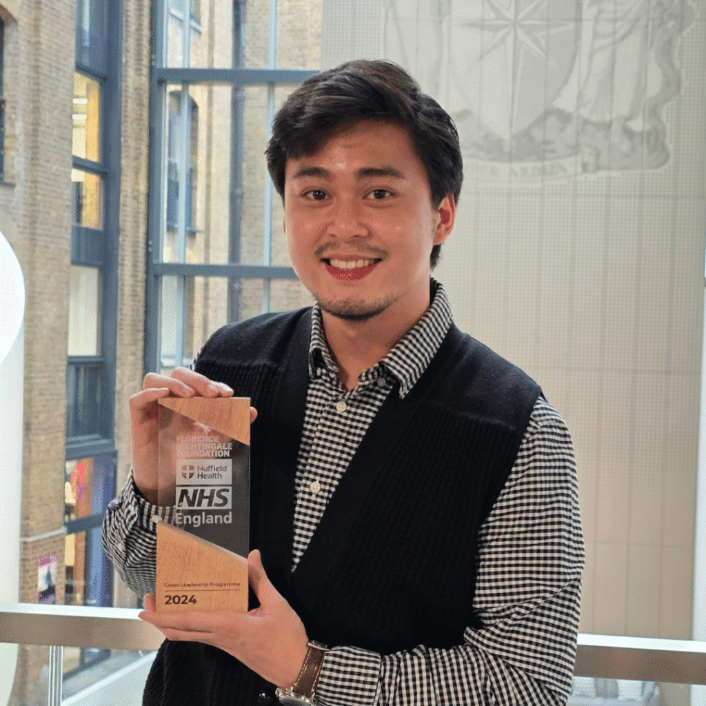 photos of Paulo Dominic Pengson holding an awards and smiling