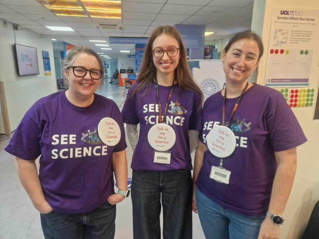  Left to right Prof. Amanda Carr, Research Assistant Melisa Kalaj andAssociate, Research Fellow Ana Alonso-Carriazo Fernandez stood in a white hospital space. 