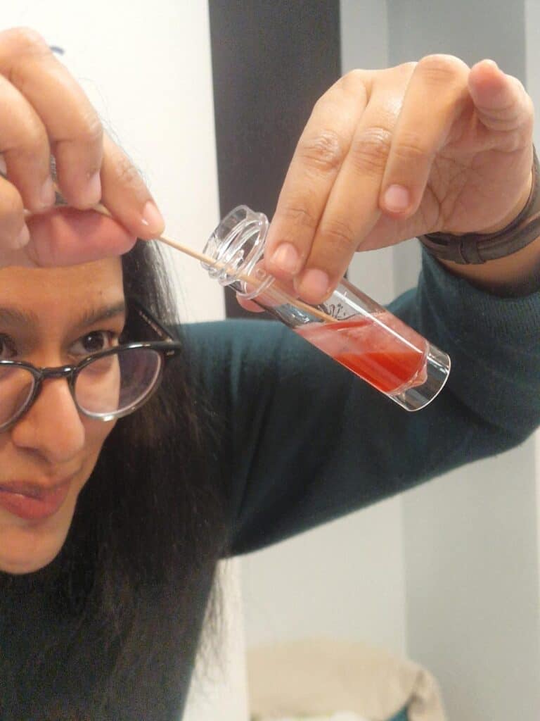 Research Fellow Nihar Bhattacharyya, showing How you can extract DNA from strawberry flesh.